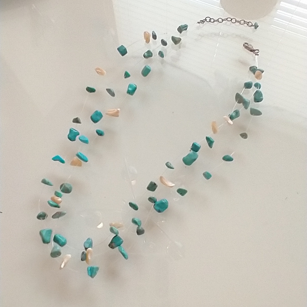 SILPADA 3 Strand Turquoise MOP Illusion Necklace